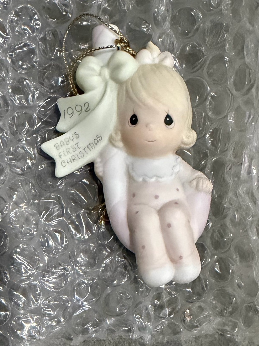 1992 Baby's First Christmas Porcelain Angel Ornament - In box
